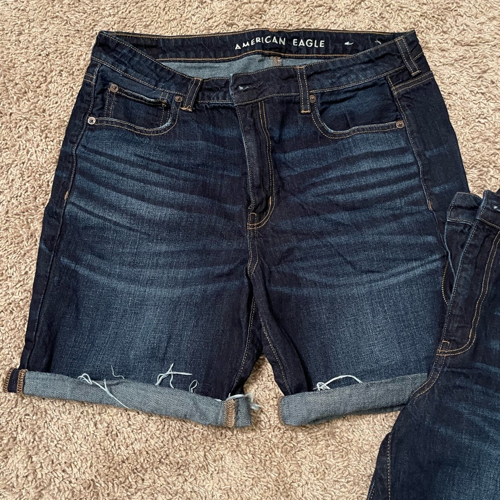 (2) Pairs of American Eagle Tomgirl Bermuda Jean Shorts - Size 8